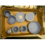 Wedgwood Blue Jasper items to include: vases, large bowls, planters tankard etc