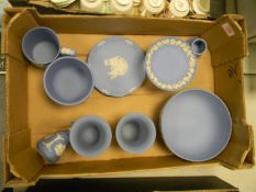 Wedgwood Blue Jasper items to include: vases, large bowls, planters tankard etc