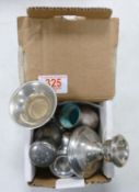 Pair hallmarked silver candlesticks and silver vase: Together with hallmarked silver bracelet and