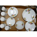 Czechoslovakia part tea set: to include cups, saucers, cake plates, side plates (1 tray)