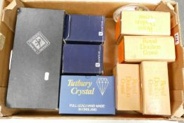 A collection of Boxed Royal Doulton, Tutbury, Edinburgh Cut Glass Crystal items etc