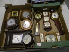 A collection of Oak & Mahogany Cased Barometers(2 trays):