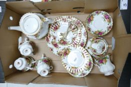 Royal Albert Old Country Rose Patterned Tea Set: complete with 3 tier cake stand: 22 pieces