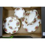 Royal Albert Old Country Rose Patterned Dinner ware including: dinner plates, finger bowls, gravy