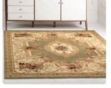 A brand new 'Unique Loom' branded rug: Classic Aubusson, Light Moss, 185cm x 185cm.