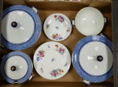 A mixed collection of items to include: Royal Cauldon Blue & White Tureens & similar floral