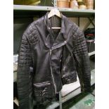 1970's leather biker jacket: with two enamel badges of local interest