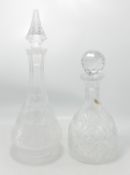 Two Quality Cut Glass Crystal Decanters: height of tallest
