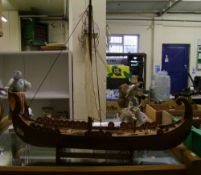A scratch built Viking longboat: in need of some TLC.