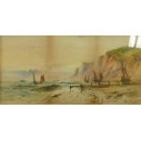 Singed C Lewis 1890 Shore Side Scene: frame size 41.5 x 72cm