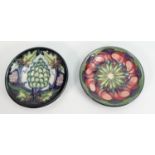 Two Moorcroft Coaster in Samona & April Tulip Patterns: seconds , each diameter 12cm(2)