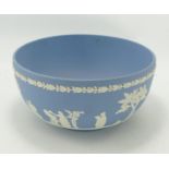 Wedgwood Blue Jasperware Footed Bowl: diameter 20cm