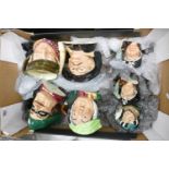 A collection of Royal Doulton Character jugs to include: Dick Turpin, Sairey Gamp, Sam weller,