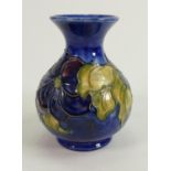 Moorcroft Anemone on blue ground Vase: Queen Mary Sticker Noted: height 13cm