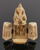 18/19th century Dieppe carved Ivory Triptych in the form of Anne Boleyn: Height 9cm. Please note
