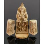 18/19th century Dieppe carved Ivory Triptych in the form of Anne Boleyn: Height 9cm. Please note