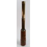 Early 20th century brass and leather clad Broadhurst-Clarkson 4 draw field telescope: Makers name