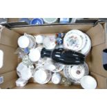 A mixed collection of items to include: Shelley & Paragon floral decorated Tea Cups, decorative wall