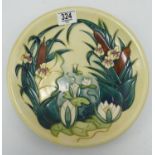 Moorcroft larger plate in the Lamia pattern: Measures 22cm wide. Light localised crazing to some