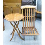 Antique Folding Deck Chair & Occasional Table(2):