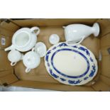 A mixed collection of items to include: white Wedgwood tea service & dragon decorated platter