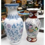 Two Large Modern Oriental Theme Vases: height of tallest 40cm(2)