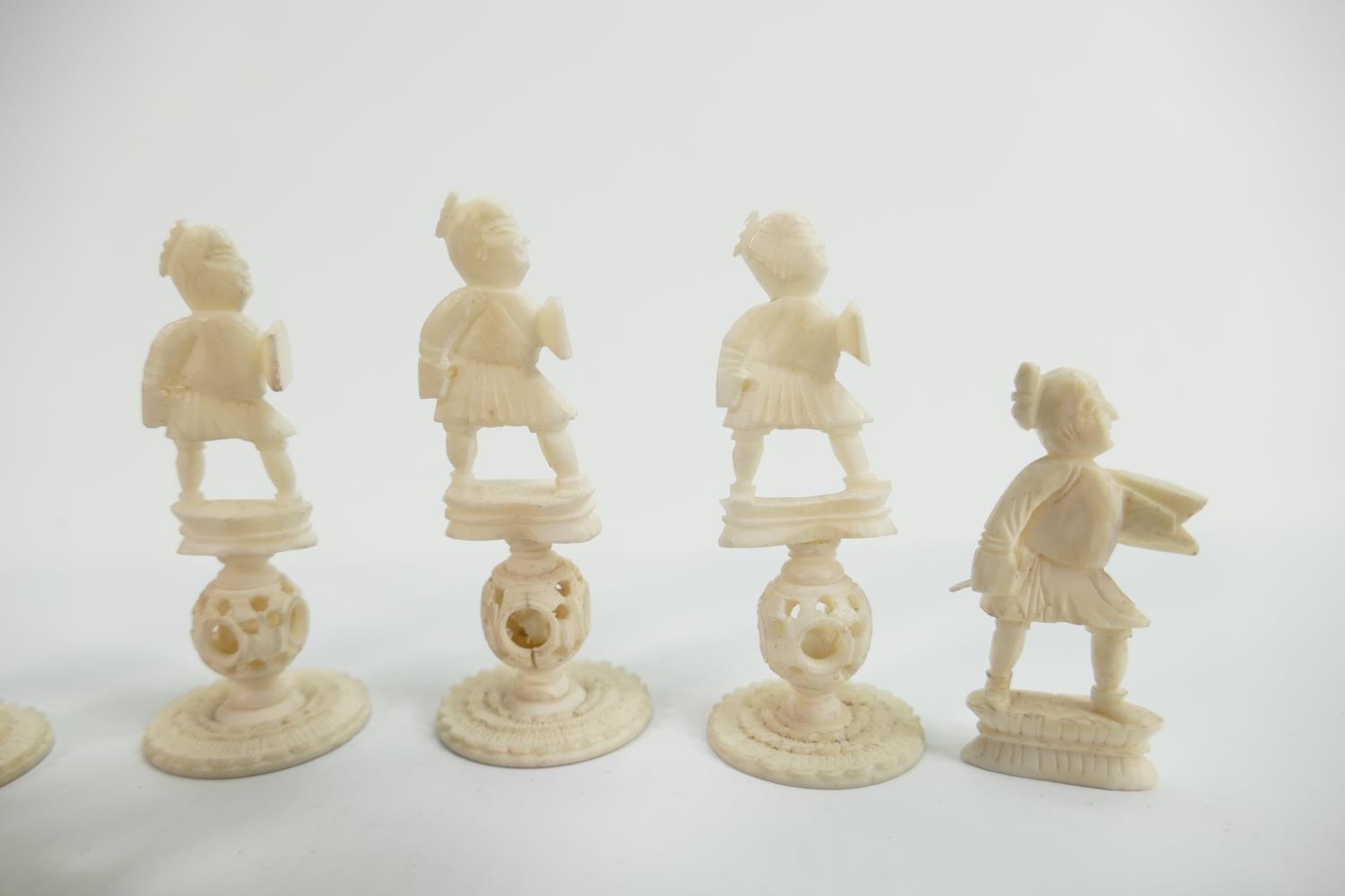 A collection of early Bone Chess Pieces: tallest 6.2cm , spears missing from majority of pawns, - Image 4 of 4