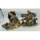 Capodimonte Figures of Tramps: height of tallest 16cm(2)