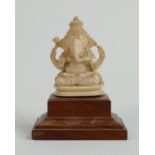 19th Century Carved Ivory Ganesh figure: height on wooden plinth 9.2cm