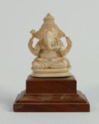 19th Century Carved Ivory Ganesh figure: height on wooden plinth 9.2cm