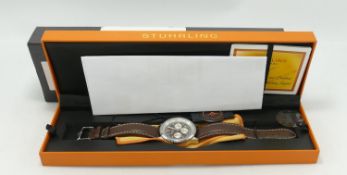 Boxed Stuhrling Gents Chronograph Watch: RRP £129 purchased by vendor as part a collection of over