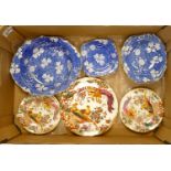 A mixed collection of items to include: decorative Royal Crown Derby plates & Rubian Blue & white