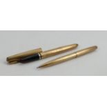 Parker 51 9ct gold fully hallmarked fountain ink pen with 14ct gold nib & matching 9ct pencil: A