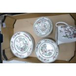 Johnson Bros India Tree patterned dinner plates, fruit bowls, Desert Bowls, large water jug etc