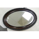 Oval Wooden Framed Wall Mirror: diameter at widest 81cm