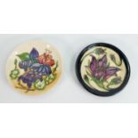 Two Moorcroft Boxed Floral Decorated Coasters: each diameter 12cm(2)