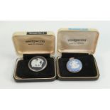 Wedgwood sterling silver jewellery 2 x large brooch: Complete with original old boxes. Overall