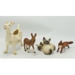 Beswick Figures to include: Floral Cow Creamer, Small Fox & Donkey Foal together with Royal