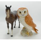 Beswick items to include: Arab Bahram ( tiny nip to ear)1771 & Owl 1046(2)