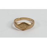 9ct gold child's signet ring, size G, 1.5g: