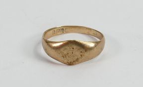 9ct gold child's signet ring, size G, 1.5g: