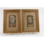 Pair of 19th Century Stevengraphs of Gladstone & The Earl of Beaconsfield: each 21 x 16cm