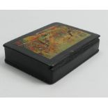 Early 20th century leather box: 8cm x 11cm x 2.5cm.