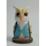 Small glazed studio pottery Grotesque owl: Height 13cm ref 4. Raku style.