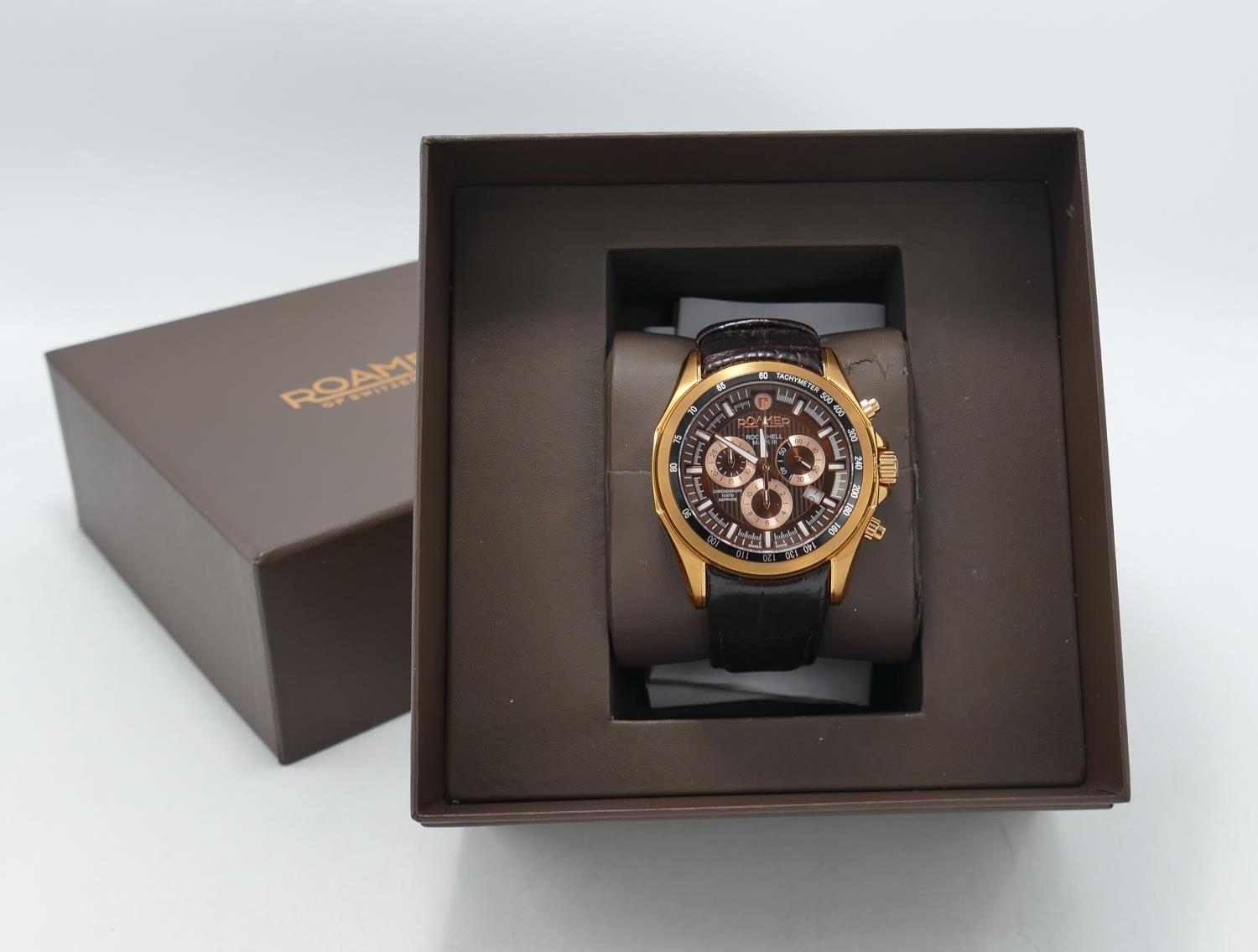 Boxed Roamer Rockshell Gents Chronograph Watch: links removed but present, RRP £279 purchased by