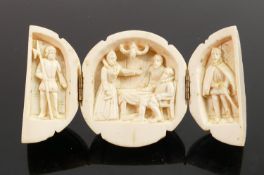 18/19th century Dieppe carved Ivory Triptych with religious scene: Diameter 5cm. Please note that as