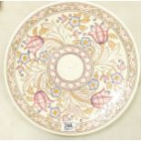 Bursley Ware Charlotte Rhead Large Charger: TL76 Wind Tossed Tulip design, diameter 36cm