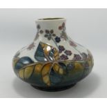 Moorcroft large squat vase in the Bramble pattern: Seconds quality, with some crazing, heavy to