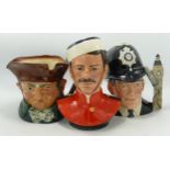 Royal Doulton Large Character Jugs: Old Charley, The London Bobby & Limited Edition Canadian Mounted
