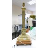 Large Heavy Brass Column Electric Lamp : height 57cm